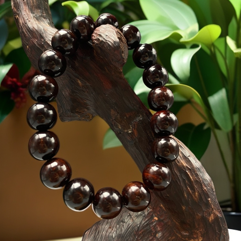 【玄绛】屿屿.墨海霞光系列海南红降1.2手串