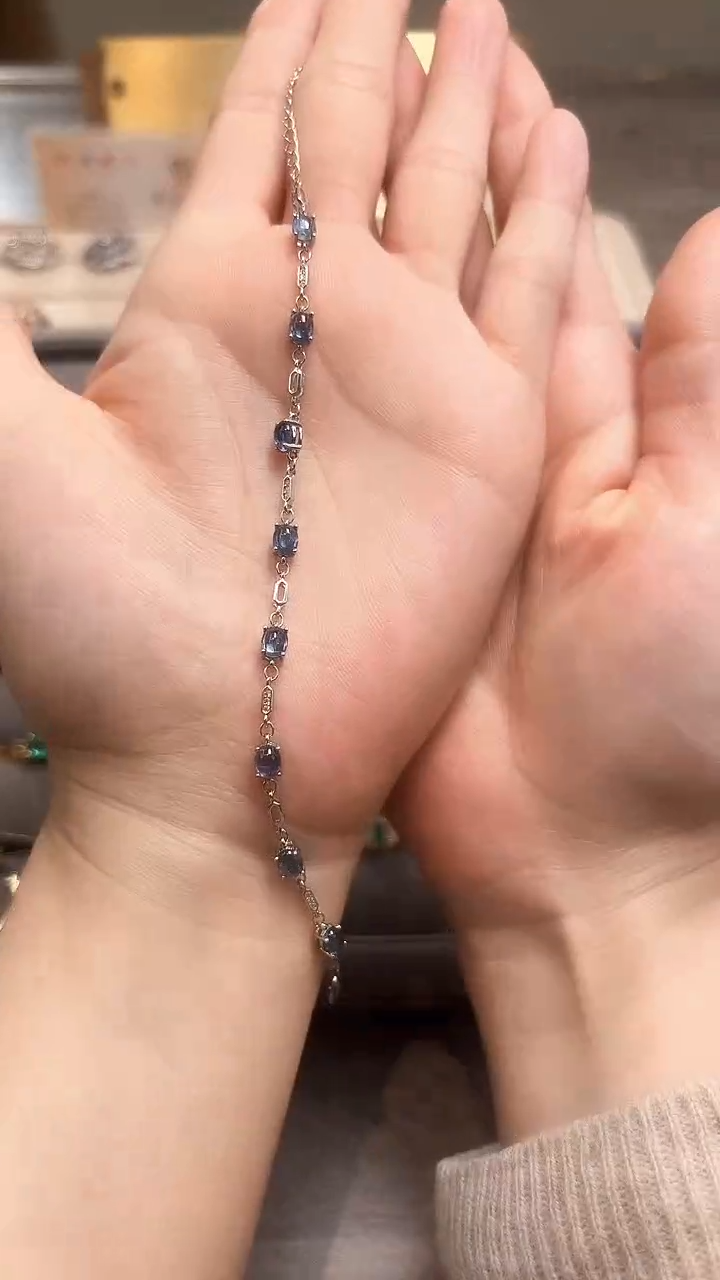 【闪购商品】蓝宝石手链银S925镶嵌08