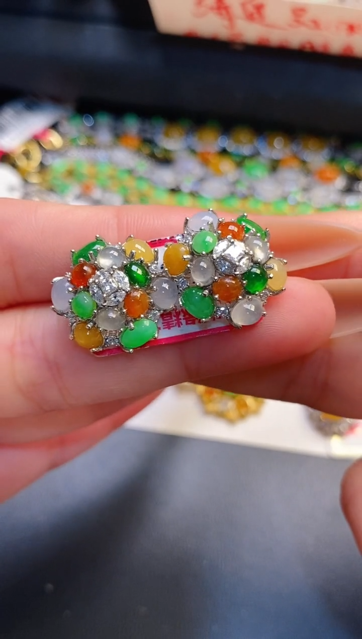 银S925镶嵌戒指翡翠天然