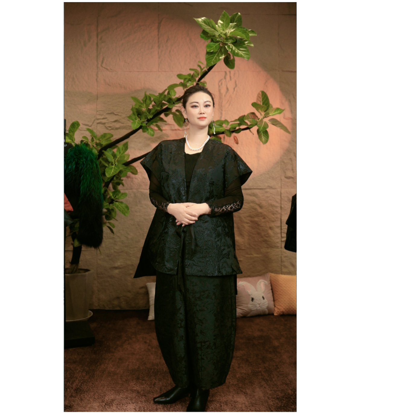 [贵妃江南]24105黑色提花复古国风新中式马甲