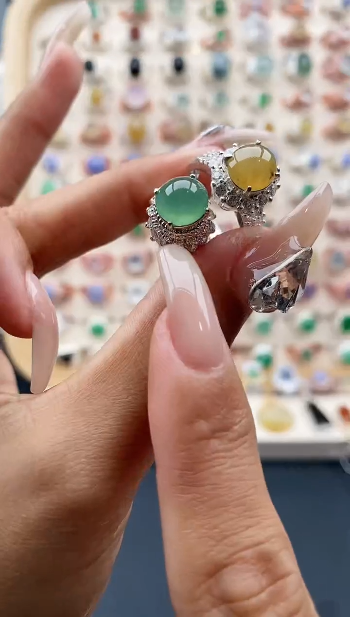 【闪购商品】翡翠戒指未镶嵌缅甸天然A货翡翠444   7+5