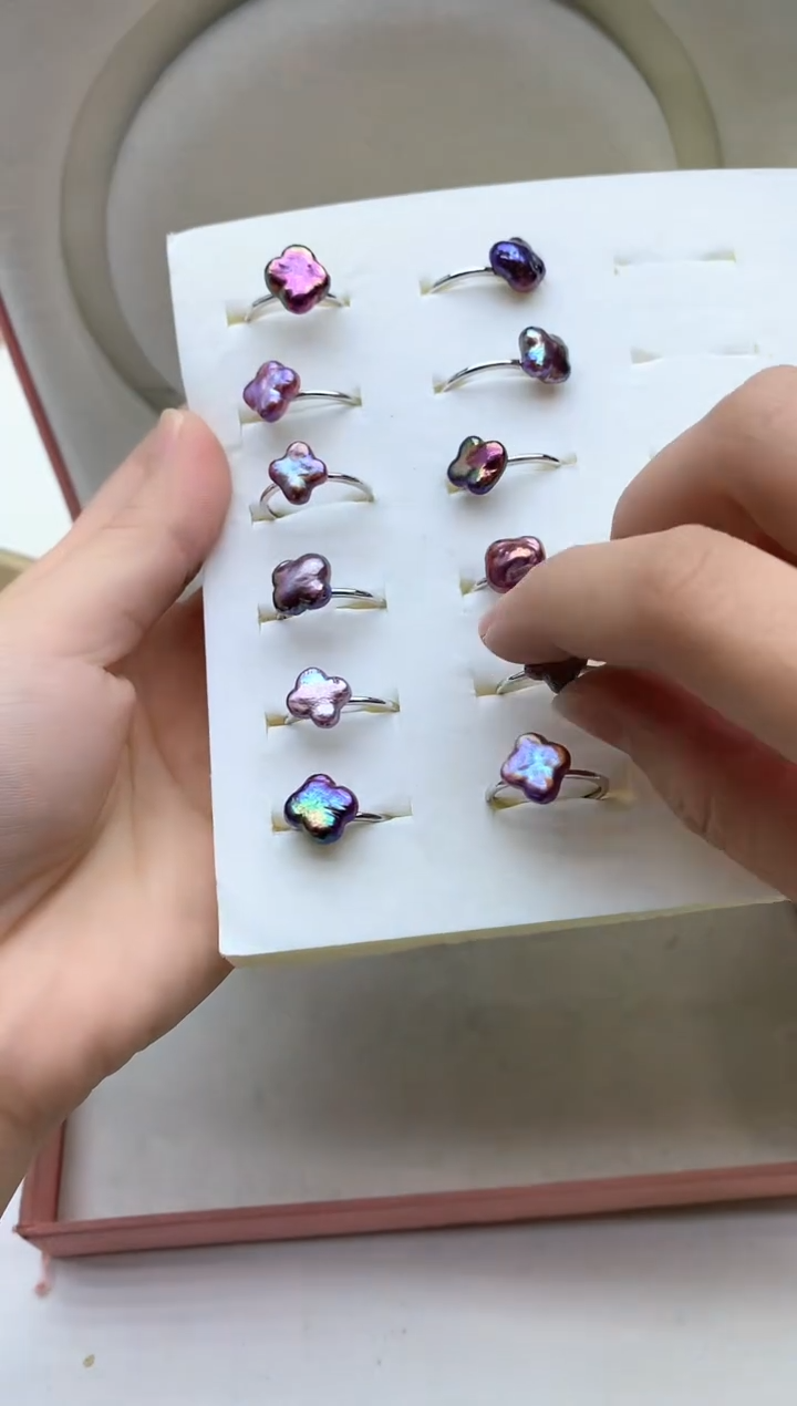 银S925镶嵌戒指淡水珍珠多样性发其一