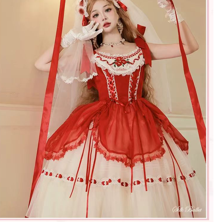 花与珍珠匣杭州门店丝缎芭蕾提拉摆全色原创lolita花与珍珠匣