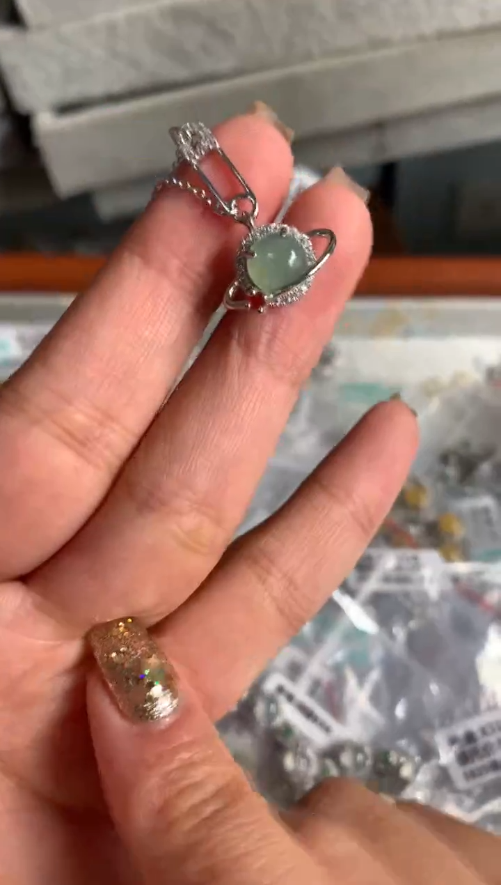 银S925镶嵌戒指翡翠项链