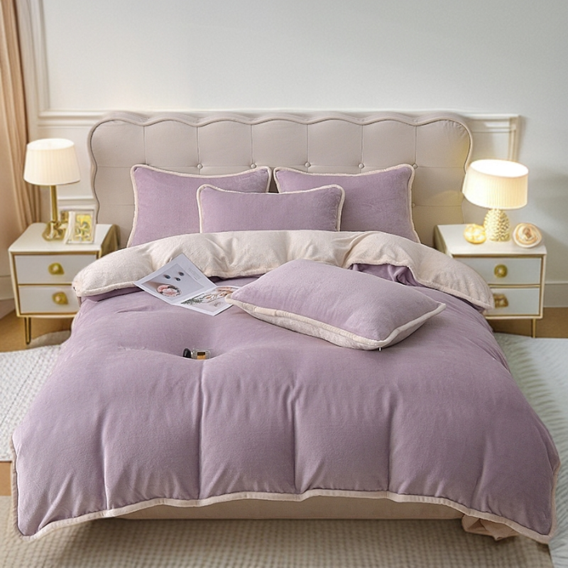 加厚四件套牛奶绒双面绒加绒毛绒牛奶绒四件套床单被套床笠四件套