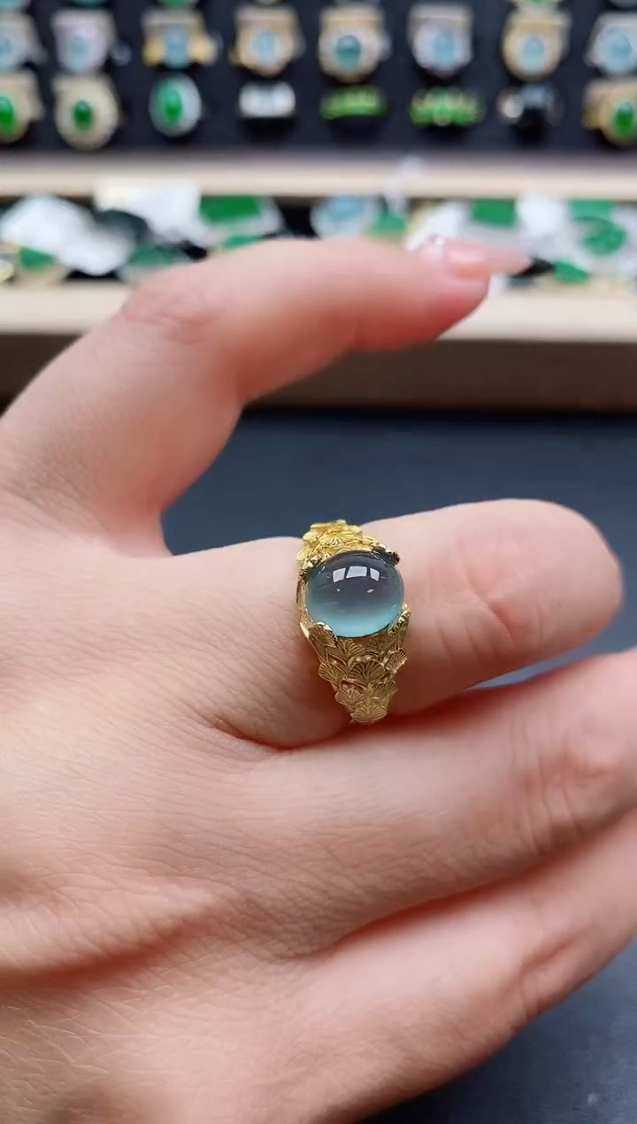 银S925镶嵌戒指翡翠1