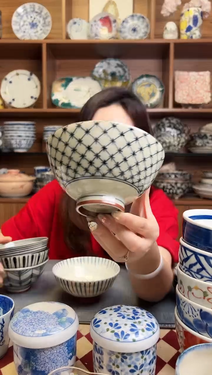 瓷片古染缘12.5cm中饭碗   