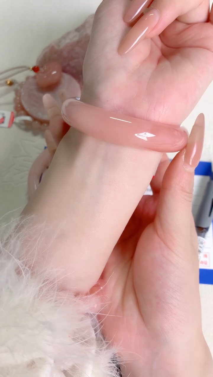 未镶嵌手镯石英质玉桃花93-圈口55.8