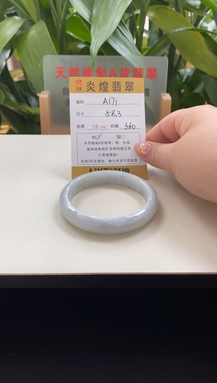 未镶嵌手镯翡翠58.6圈口编码a171