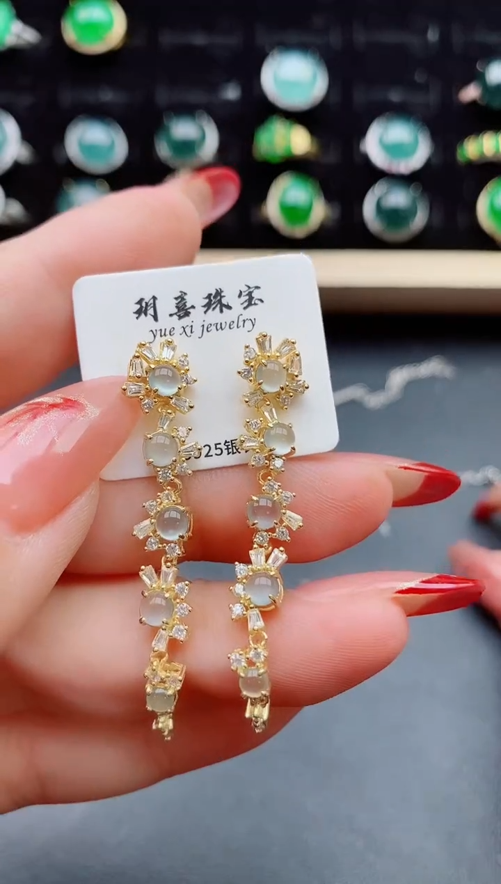 【闪购商品】翡翠耳饰银S925镶嵌321321