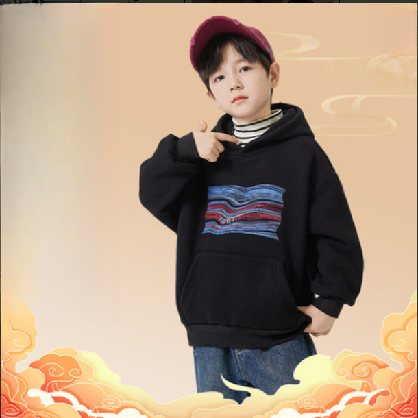 K6-611御儿童秋冬加绒连帽卫衣(YB1369)
