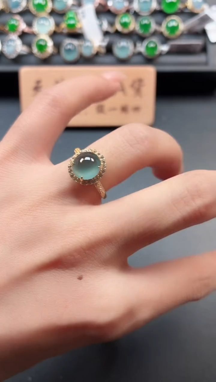 银S925镶嵌戒指翡翠1