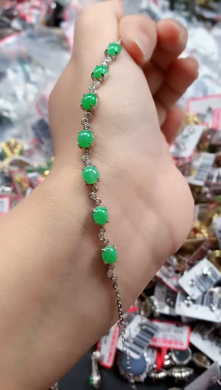 银S925镶嵌戒指翡翠天然A货缅甸翡翠