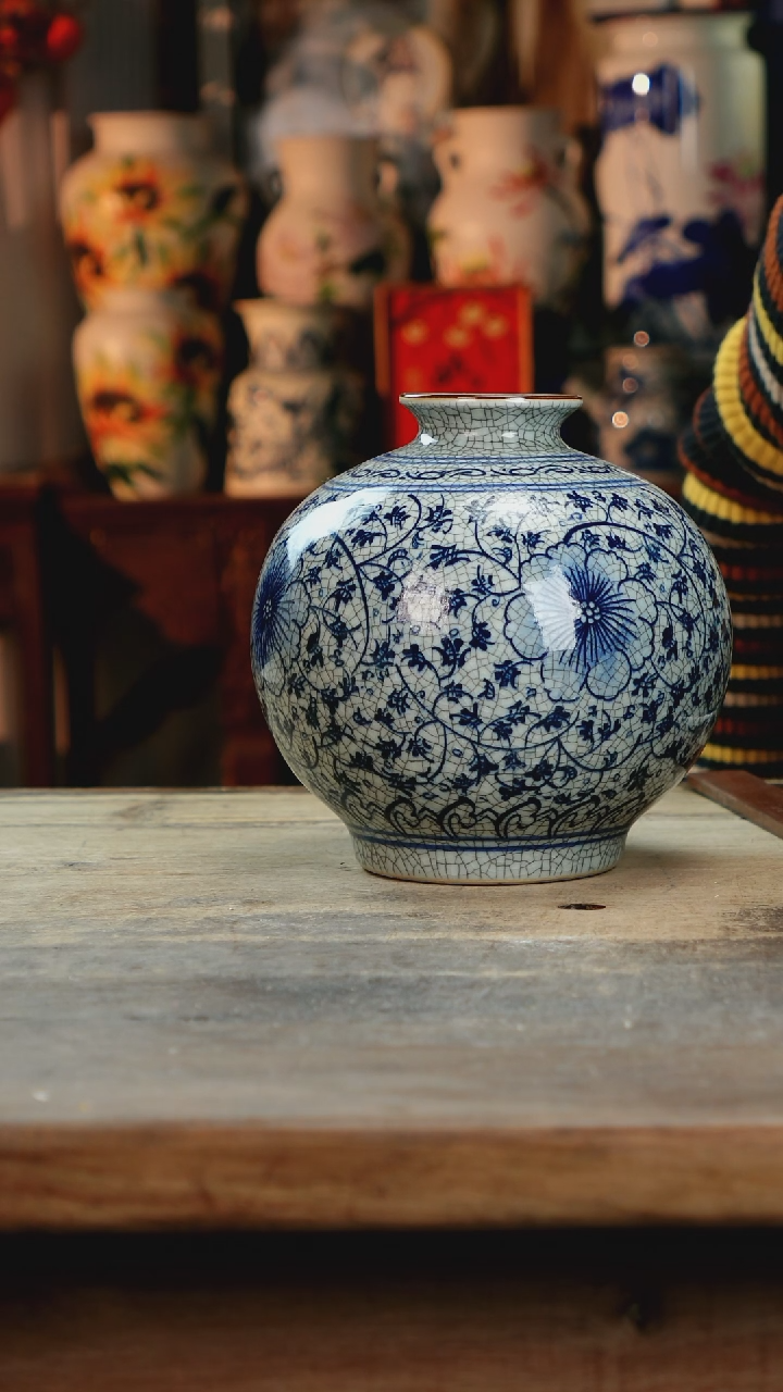 【闪购商品】瓷片景德镇纯手工釉下彩精品花瓶