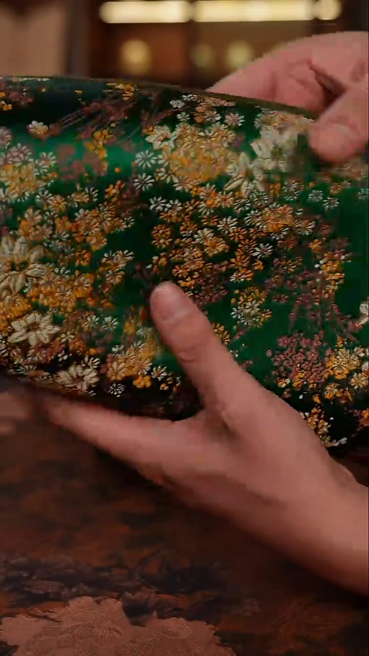 繁华绿色双面皮革茶席70*45