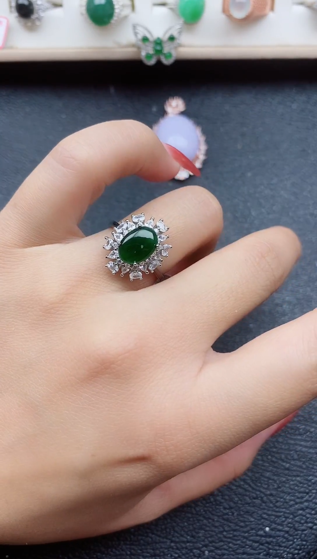 【闪购商品】翡翠戒指银S925镶嵌1111