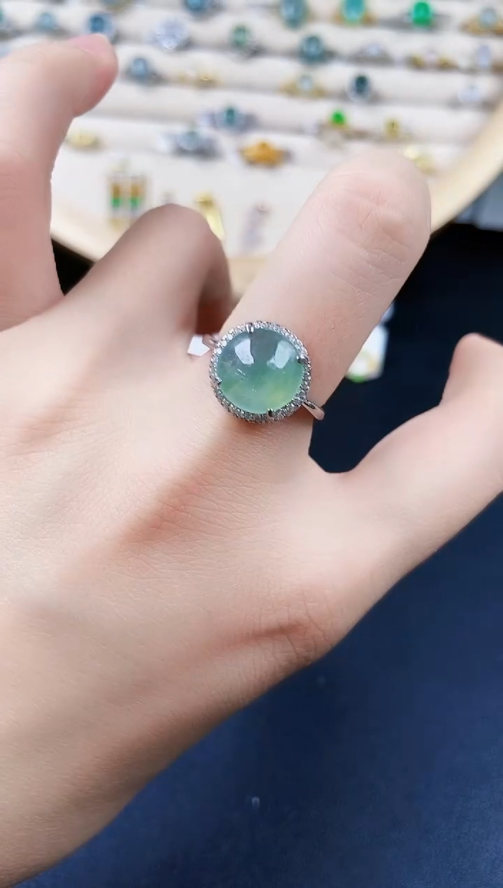 翡翠银S925镶嵌戒指4646456