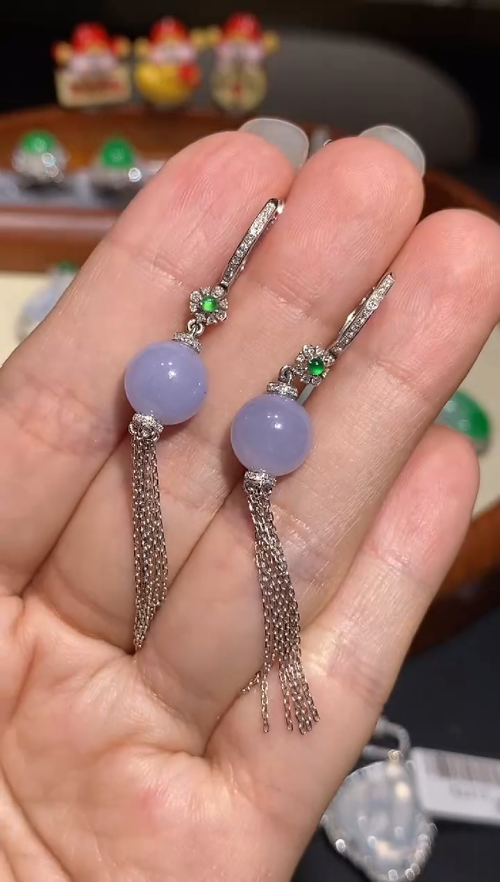 【闪购商品】翡翠耳饰18K金镶嵌耳饰