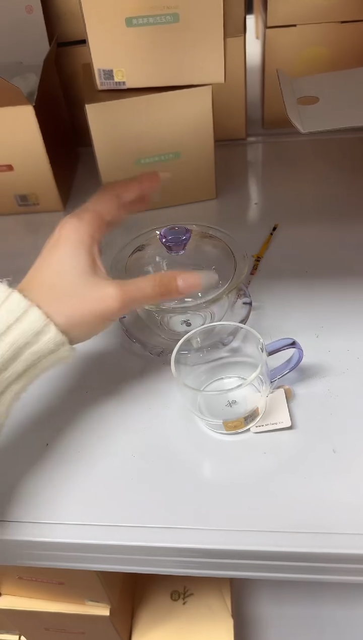 【闪购商品】@@禾器禅语盖碗浅紫色+清尚杯紫色一只