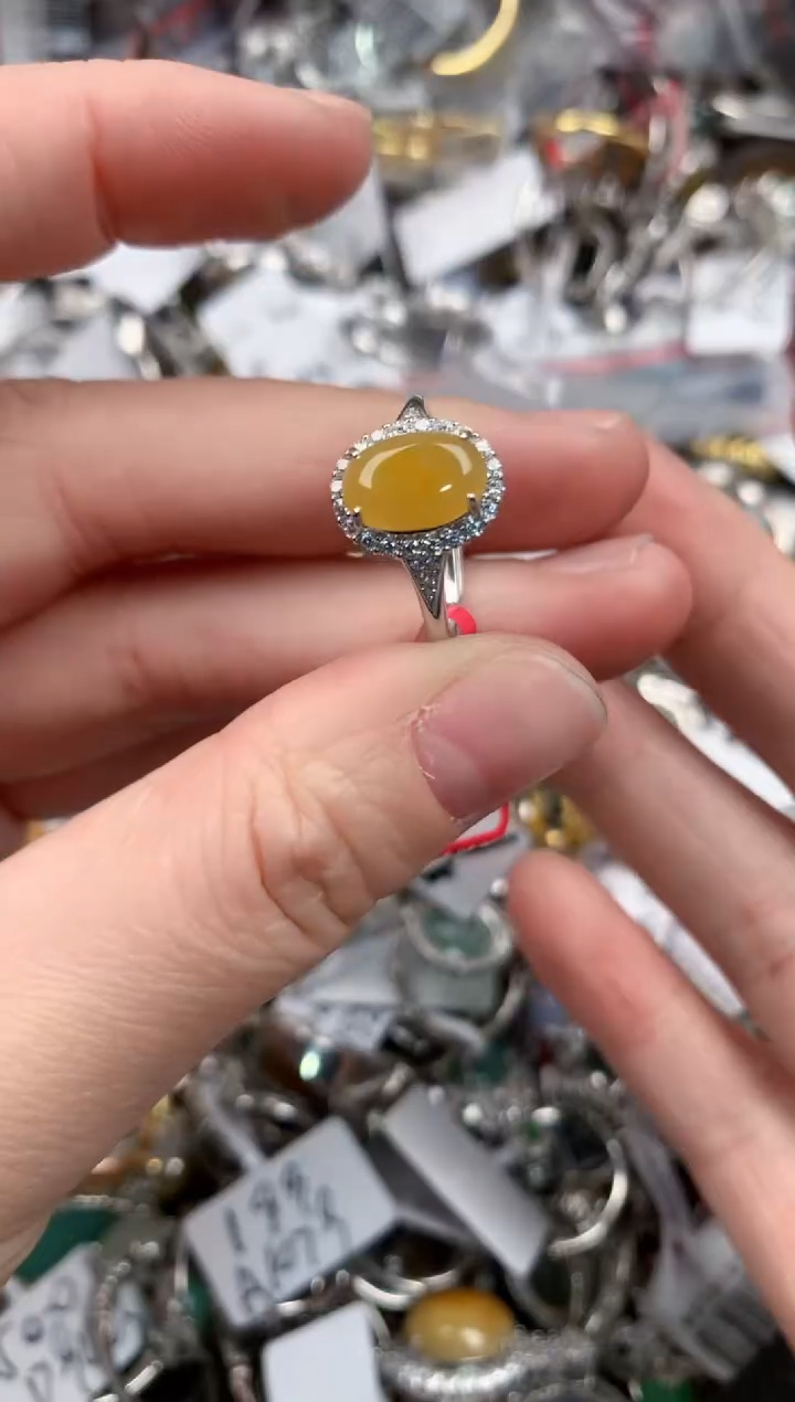 银S925镶嵌戒指翡翠555      2