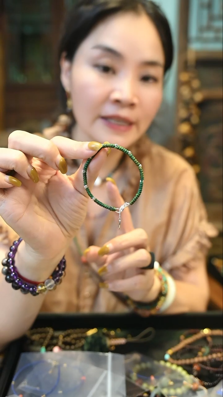 珐琅925银绿粽子