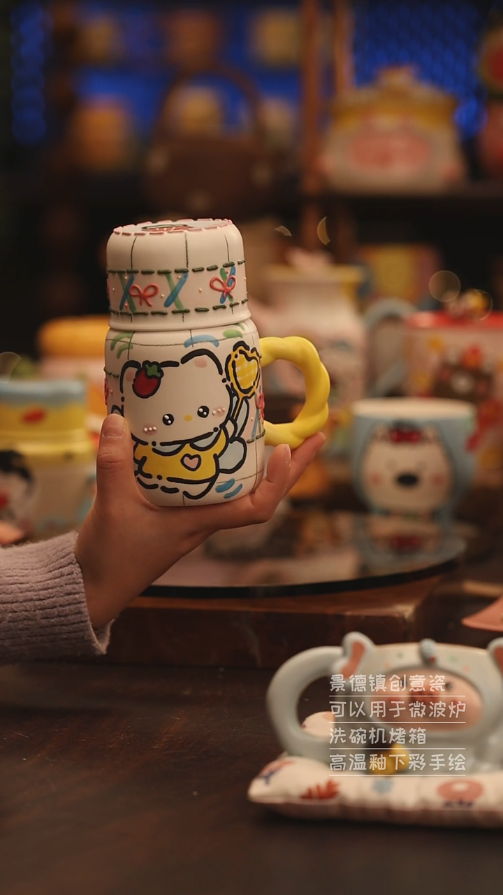 陶瓷景德镇可爱陶瓷釉下彩绘设计师款