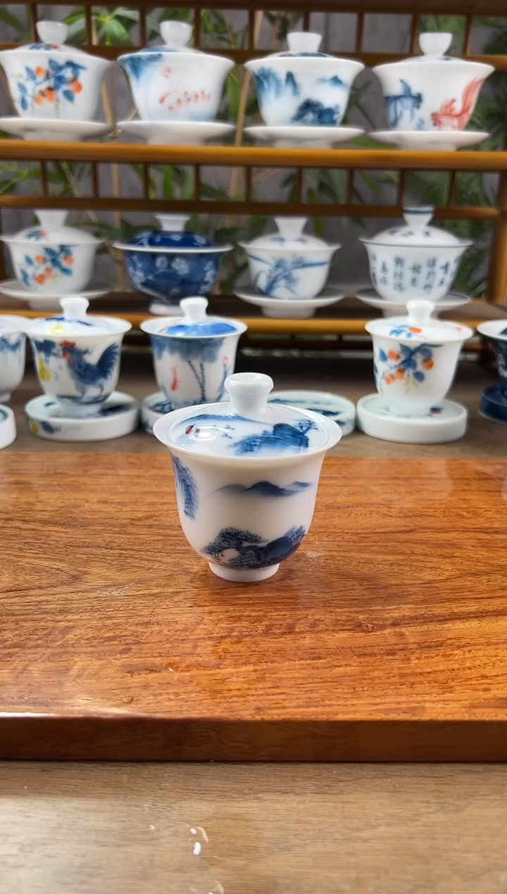 【闪购商品】微瑕千里江山美人备盖碗