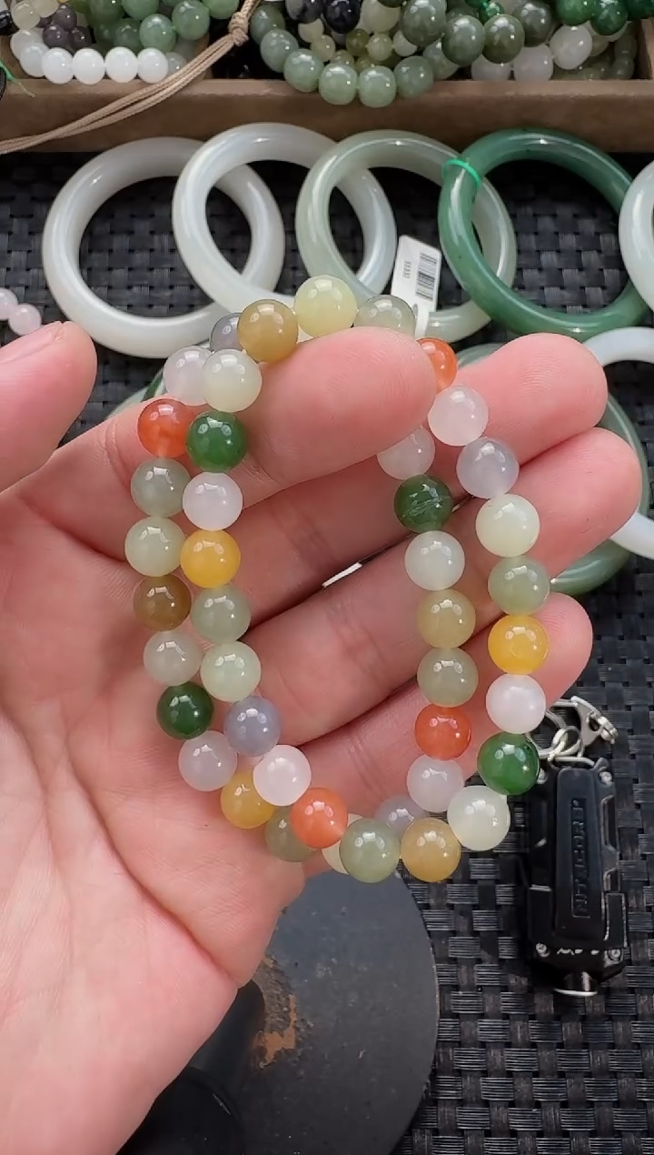 颈饰未镶嵌和田玉8mm多宝手串（多样性发货拍一发一）