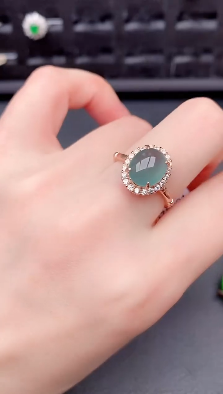 银S925镶嵌戒指翡翠天然a货翡翠108