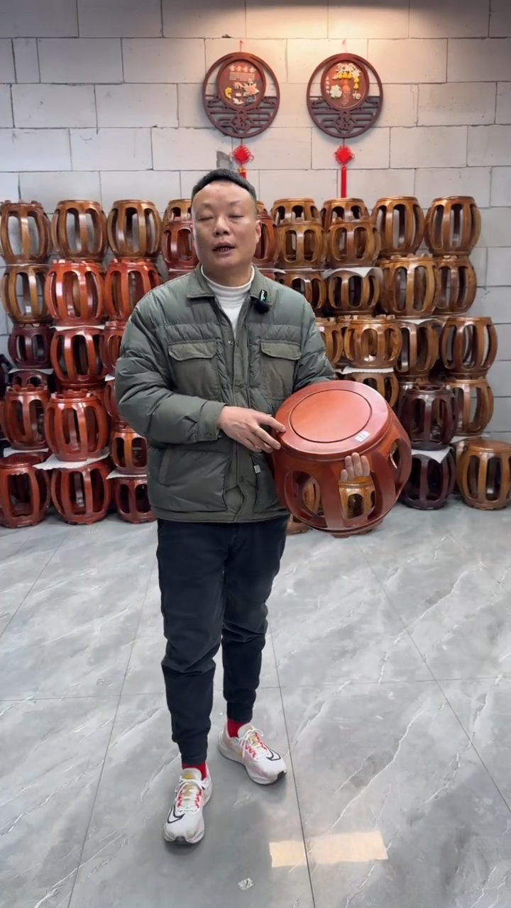 【闪购商品】花梨木类凳子微瑕 花梨色小号单个16号