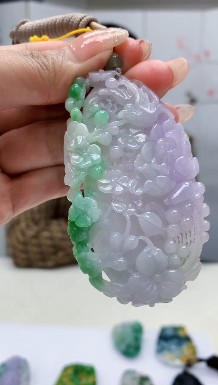 【闪购商品】定制翡翠未镶嵌4812MM-毛货挂件220