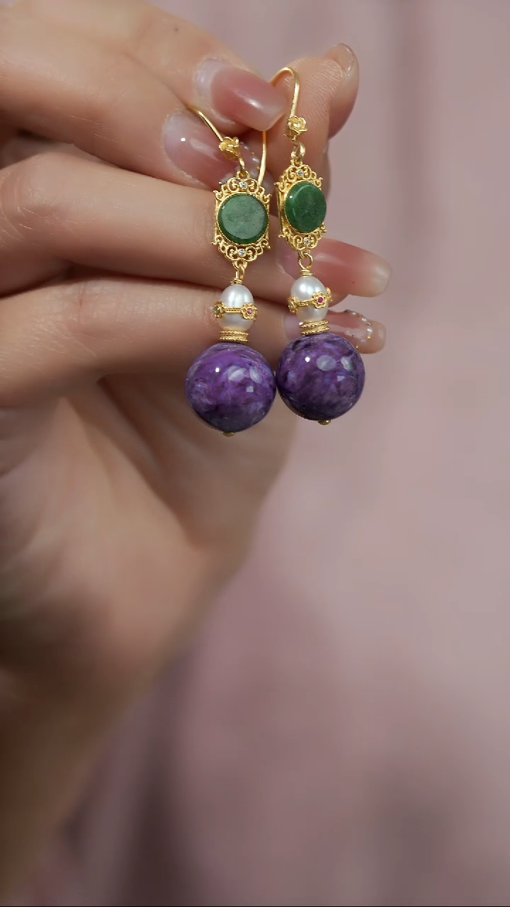 【闪购商品】查罗石（紫龙晶）耳饰未镶嵌@CLP02112912@