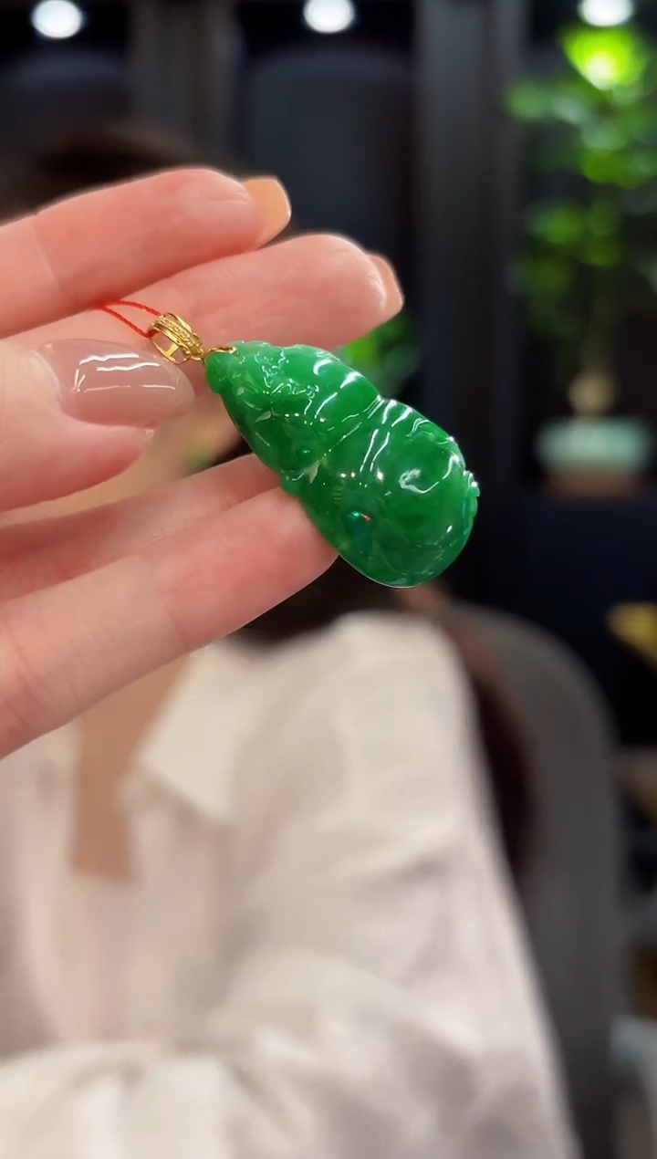 吊坠(不含链)18K金镶嵌翡翠 缅甸A货/支持复检/一件