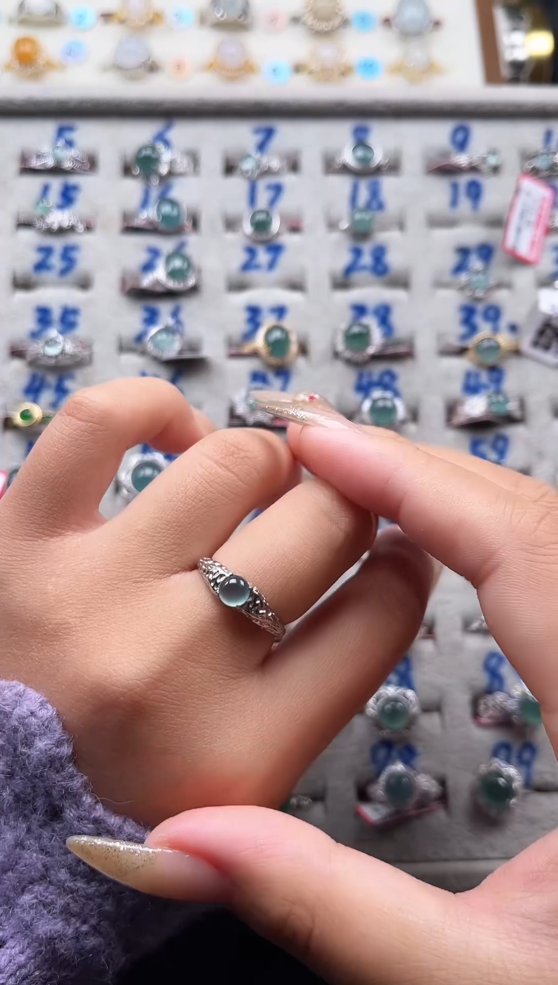 【闪购商品】翡翠戒指银S925镶嵌天然A货翡翠戒指