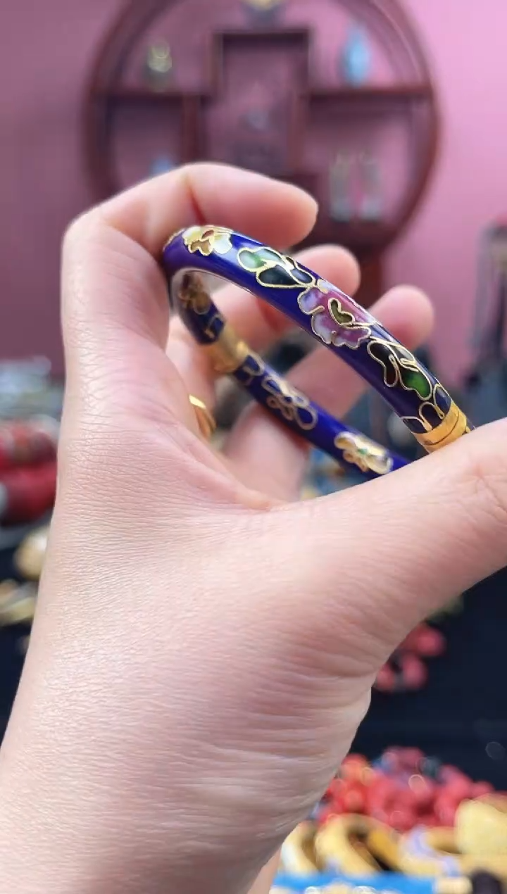 非遗 景泰蓝开口镯 55-61 宝蓝