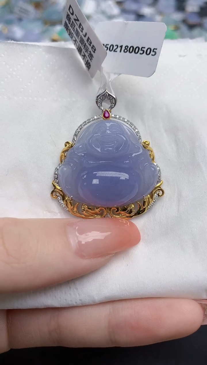 【闪购商品】翡翠颈饰18K金镶嵌天然缅甸翡翠A货