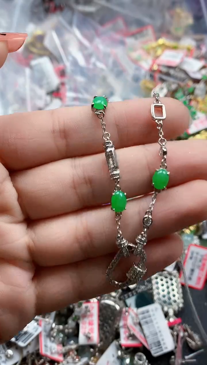 银S925镶嵌戒指翡翠天然A货缅甸翡翠