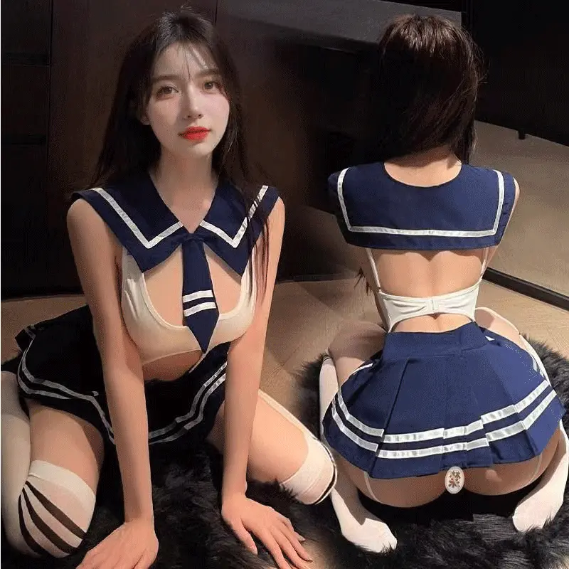 情侣趣味cos水手服套装性感透视制服诱惑学姐角色扮演免脱学院风