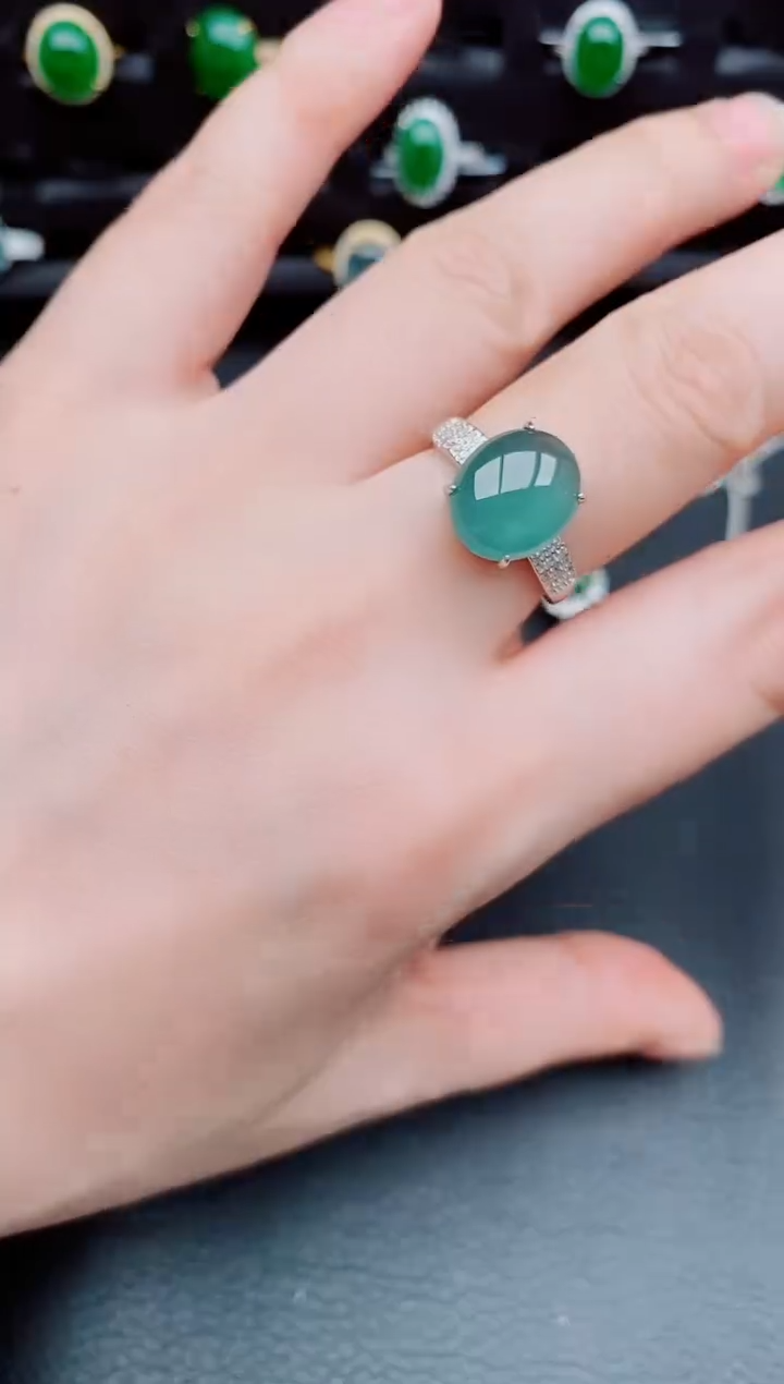 【闪购商品】翡翠戒指银S925镶嵌天然a货翡翠193