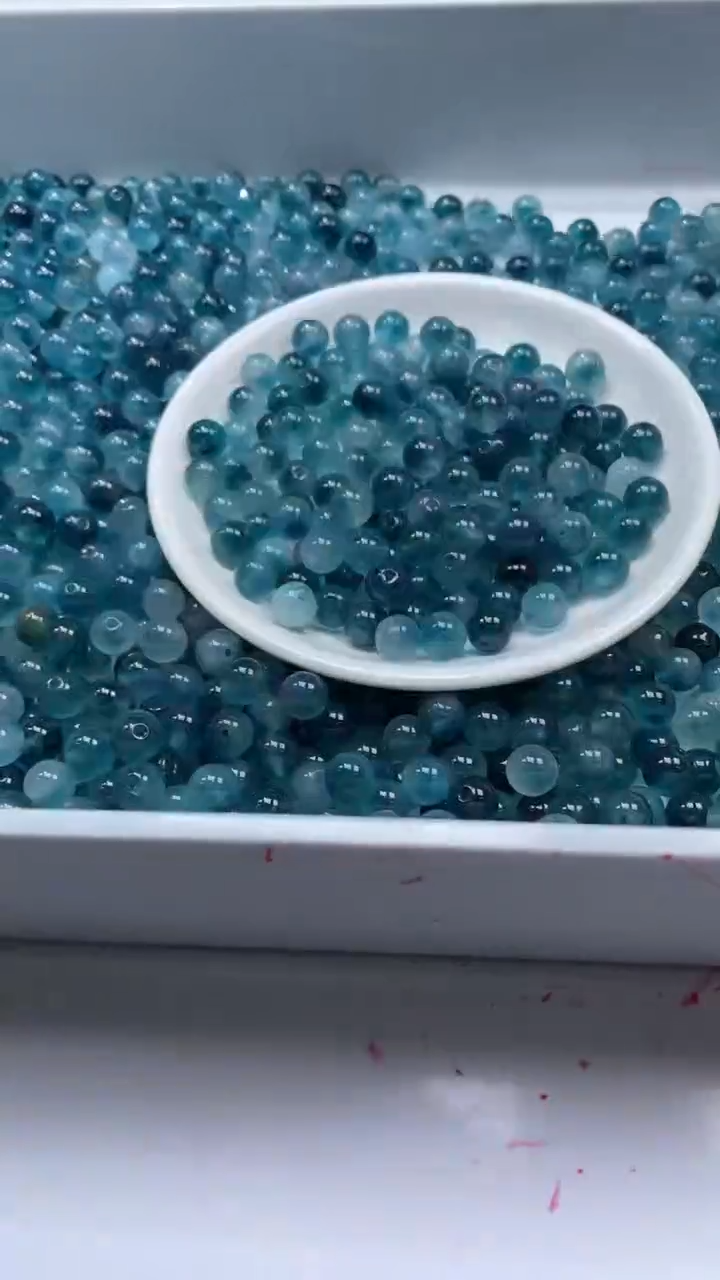 颈饰未镶嵌石英岩玉W835-老蓝水飘花8mm*20颗