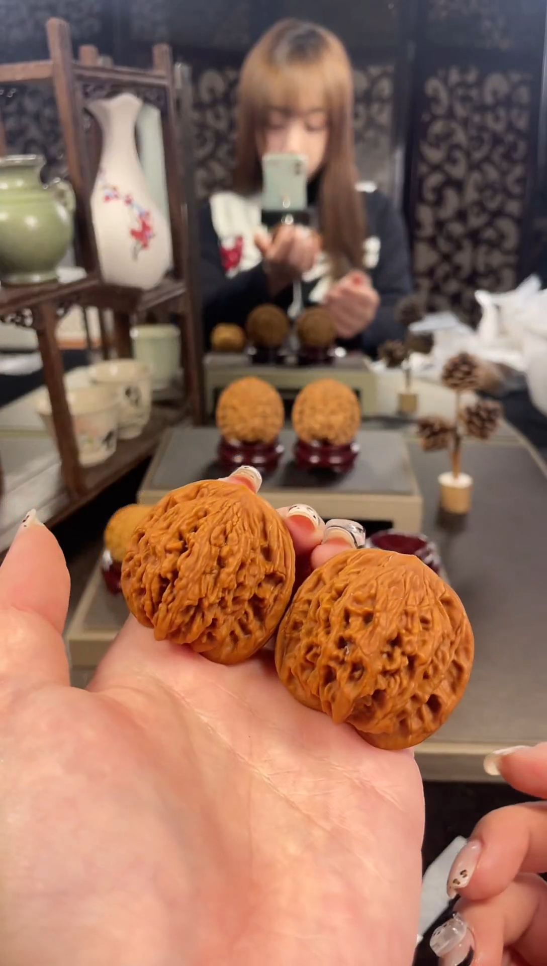 【闪购商品】文玩核桃把件麦穗虎头42尺-7