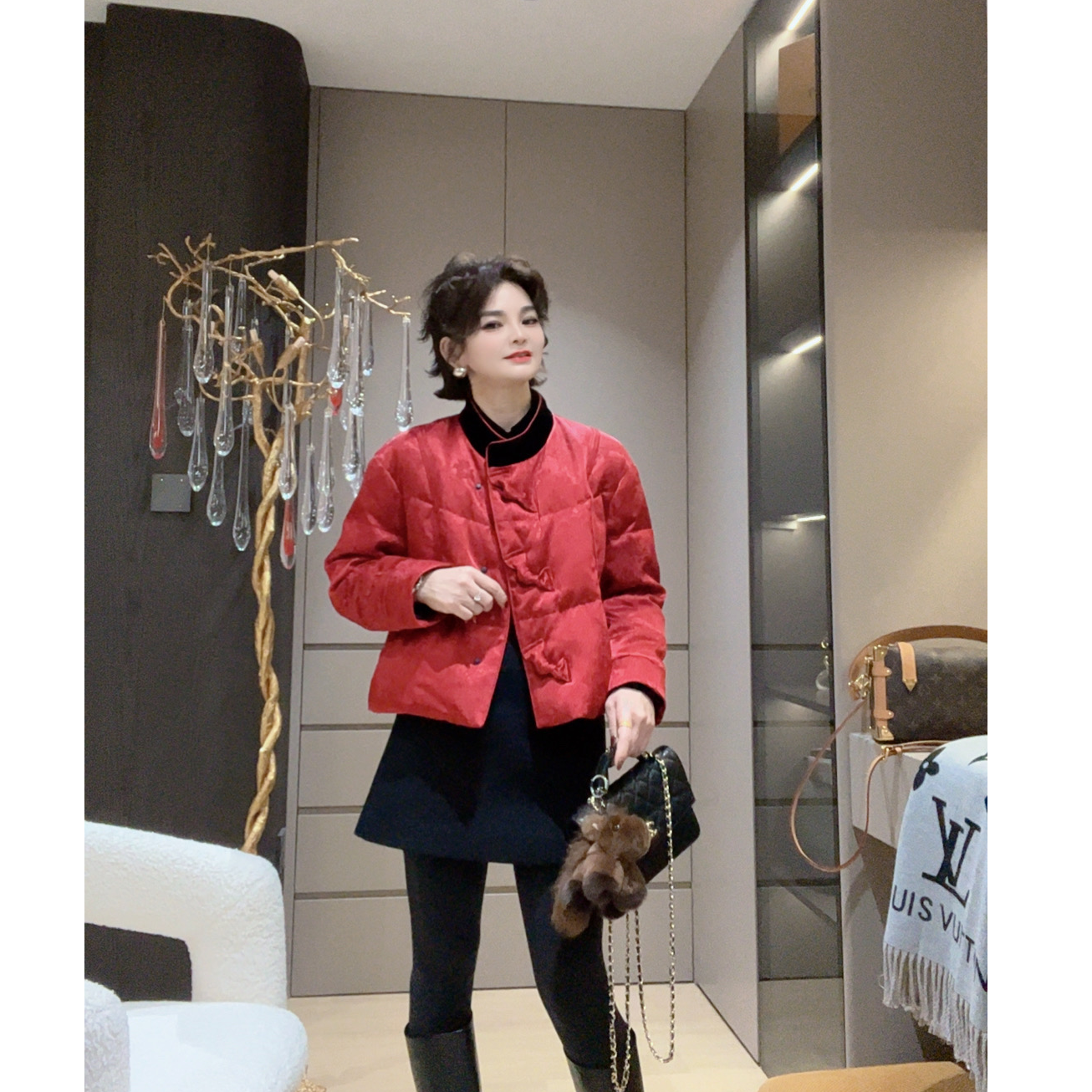 ZM25年新款冬季保暖加绒宽松短款韩版拼接鹅绒服5061