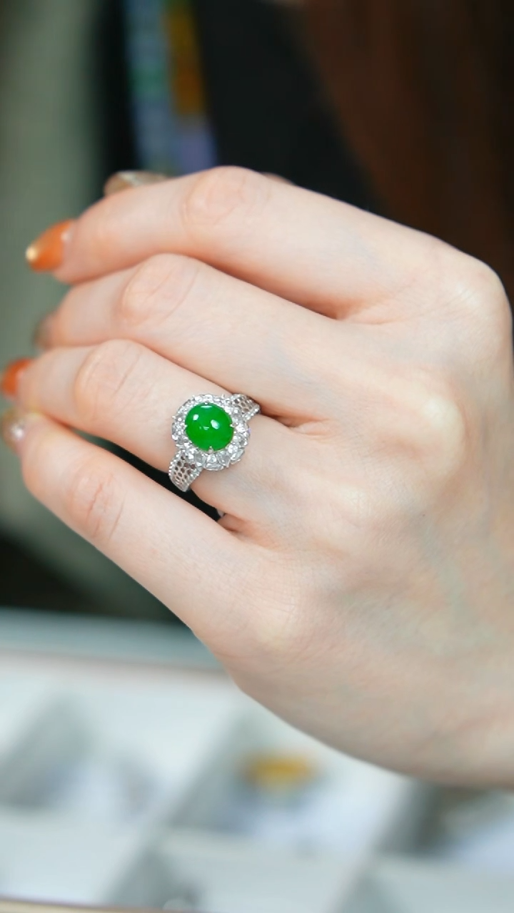 【闪购商品】翡翠戒指18K金镶嵌78号-戒指/姿/2