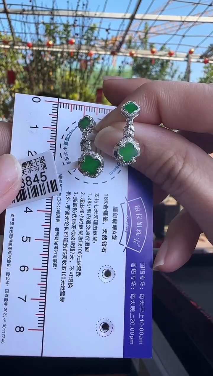 【闪购商品】翡翠耳饰18K金镶嵌DK3845海棠花耳钉