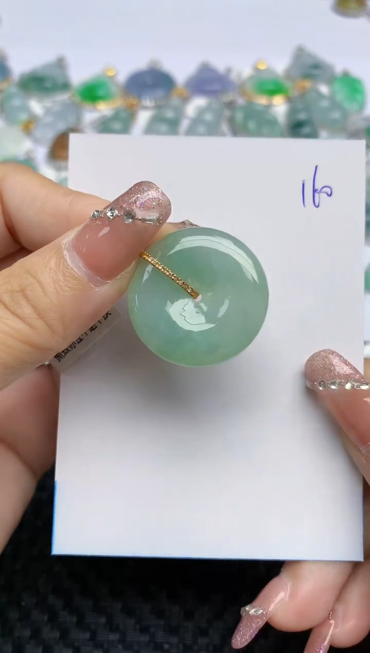 【闪购商品】翡翠颈饰18K金镶嵌天然A货翡翠 160