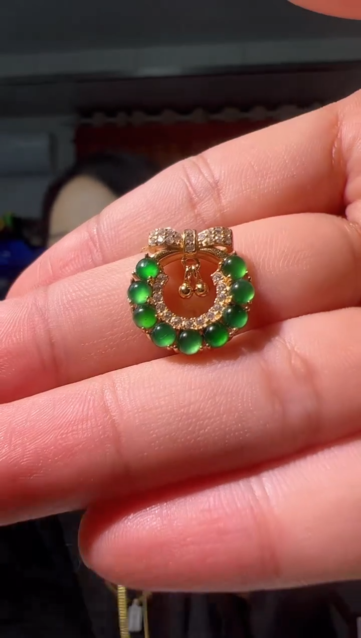 【闪购商品】翡翠吊坠(赠链)银S925镶嵌翡翠吊坠+赠链