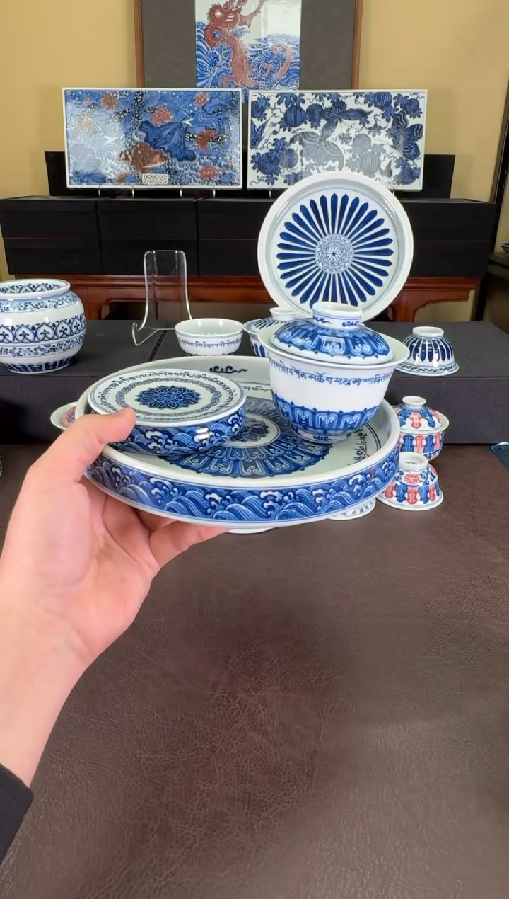 【闪购商品】羿器窑梵文三件套【壶承+盖碗+盖置】