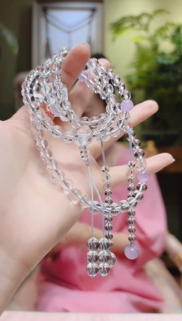 【闪购商品】水晶项链未镶嵌紫珠白水晶项链108