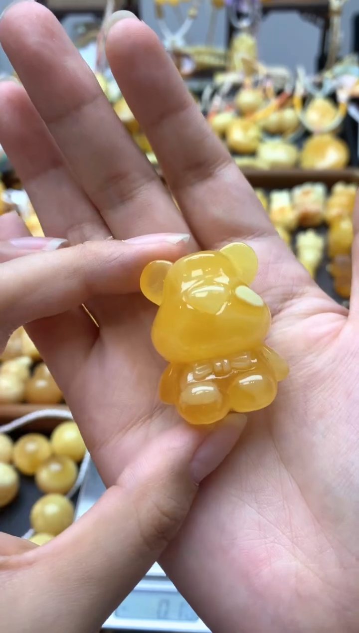 未镶嵌琥珀珠宝奇石005琥珀蜜蜡花粉有纹小坑介意勿拍