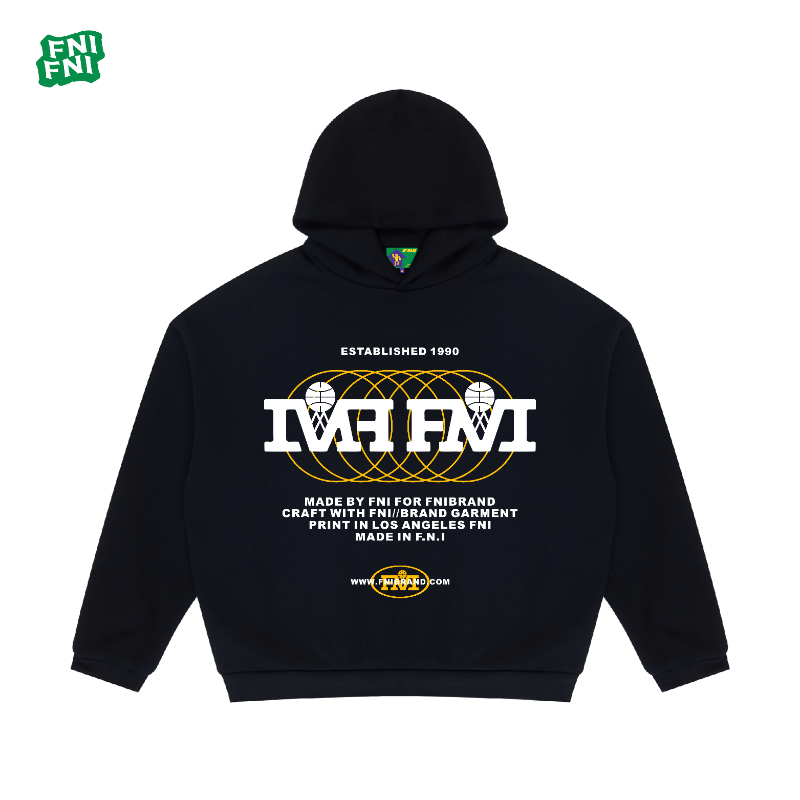 FNI绿标（核心容斥）美式BOXY重磅连帽卫衣男女款长袖秋冬加绒发泡